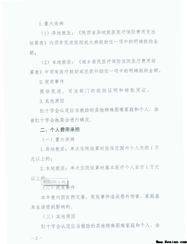 关于《陕西省红十字会人道救助管理办法》几点补充说明的函